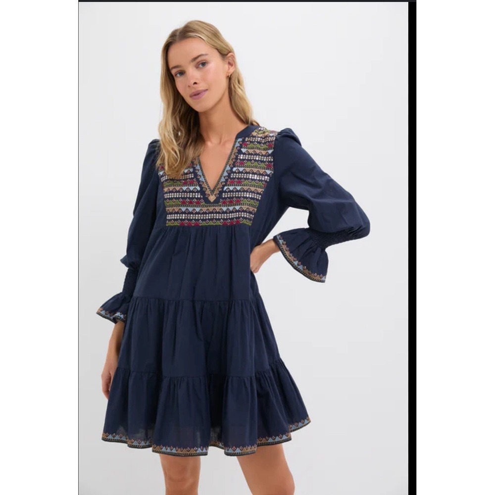 Tuckernuck Pomander Place Kenzo Navy Embroidered Sequin‎ Dress Women's XXL NWT